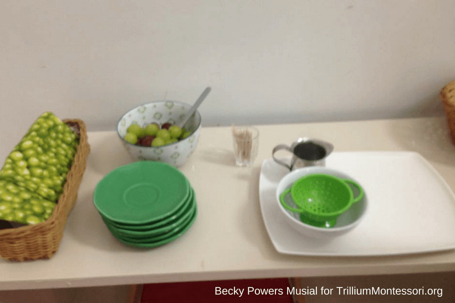 Montessori Food Preparation and Cooking Grape Kebabs Setup
