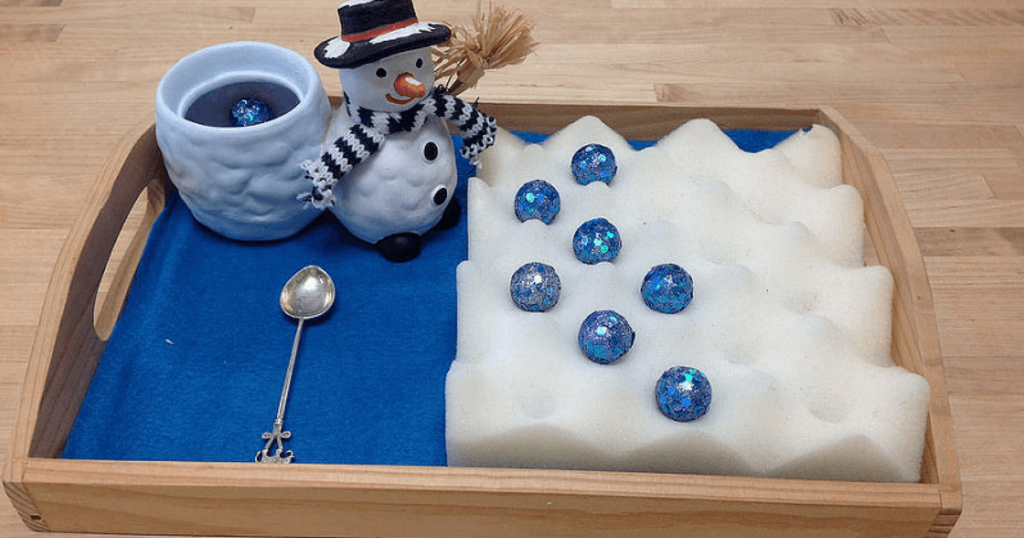 Fine motor activities for a winter theme. Great for preschoolers in January or when you're learning about snowmen and winter.