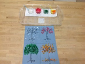 Seasonal trees dot painting- Montessori Art
