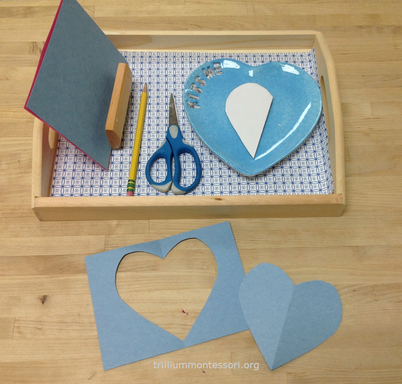 Heart Fold, Trace, and Cut - Trillium Montessori Valentine February Art