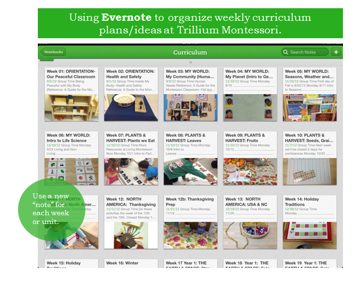 Using Evernote for Curriculum Planning-Trillium Montessori