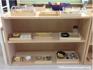 Fine Motor Shelf with yellow contents