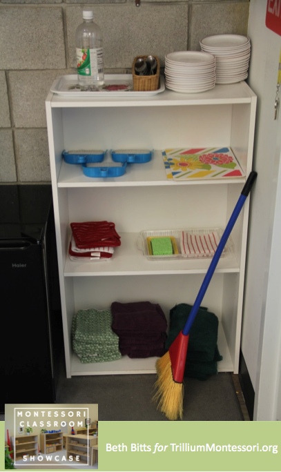 Montessori Classroom Showcase Beth Bitts Clean up shelf