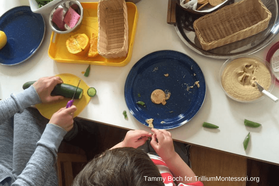Montessori Food Preparation and Cooking Spreading Hummus